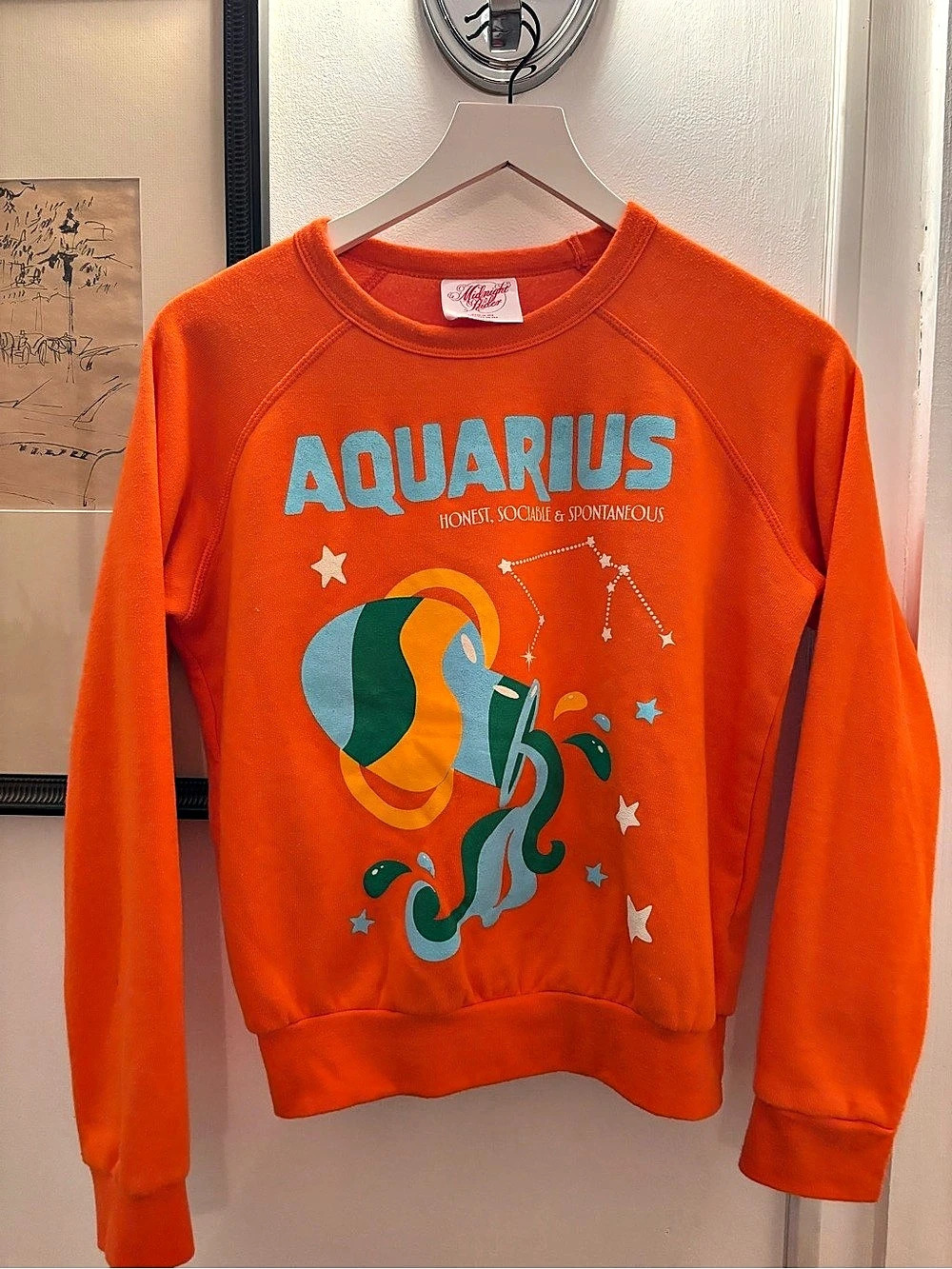 Midnight Rider The Carolita Zodiac Sweatshirt - Aquarius Orange XS